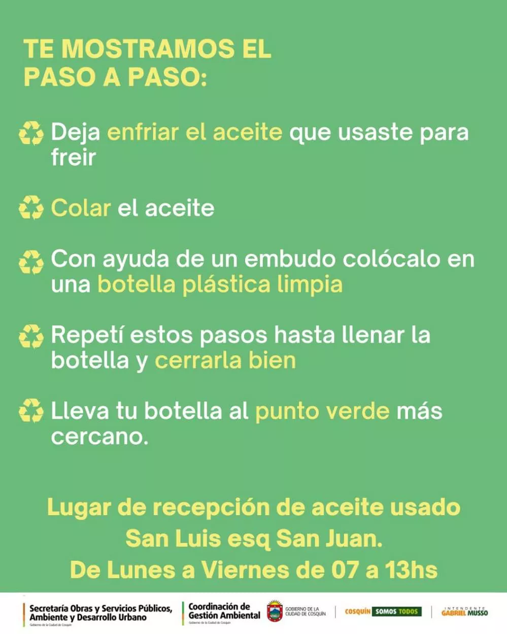 REGION OBJETIVO FOTO COSQUÍN RECICLADO ACEITE 1