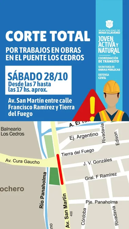 REGION OBJETIVO FOTO MINA CLAVERO CORTE OBRA PUENTE LOS CEDROS 2