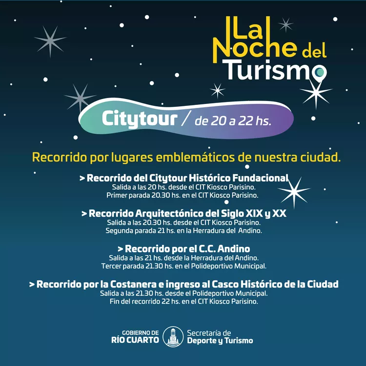 REGION OBJETIVO FOTO RIO CUARTO Noche del Turismo - Cronograma