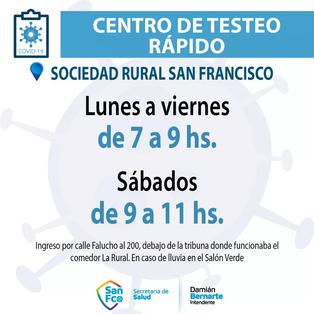 REGION OBJETIVO FOTO SAN FRANCISCO HORARIO TESTEO