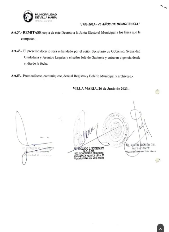 REGION OBJETIVO FOTO VILLA MARIA DECRETO ELECCIONES 1