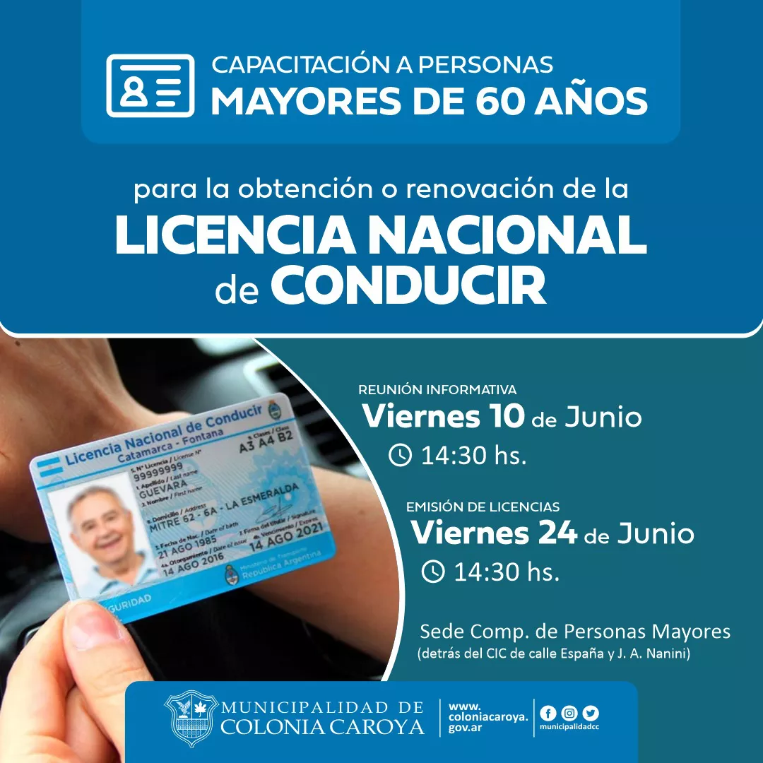 licencia de conducir en colonia caroya
