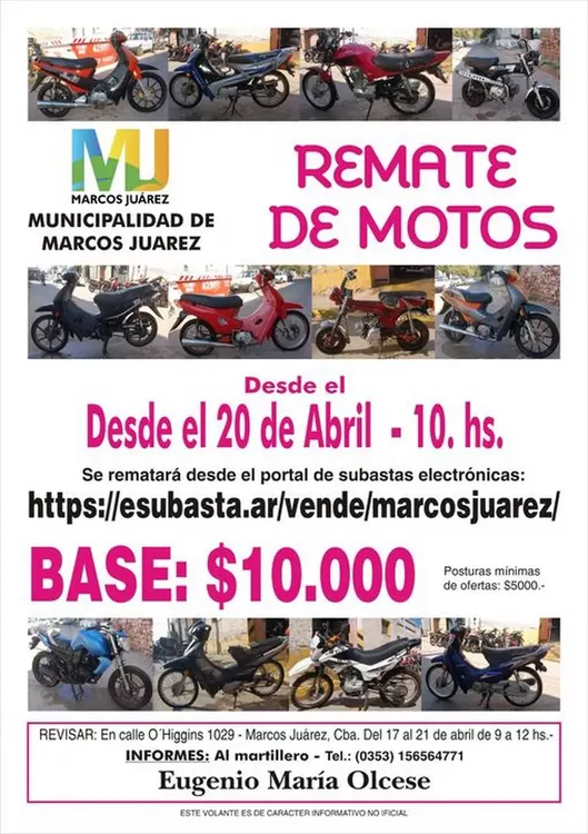 REGION OBJETIVO FOTO MARCOS JUAREZ REMATE MOTOS