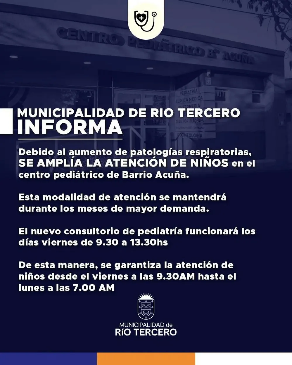 REGION OBJETIVO FOTO RIO TERCERO HORARIO CENTRO DE SALUD