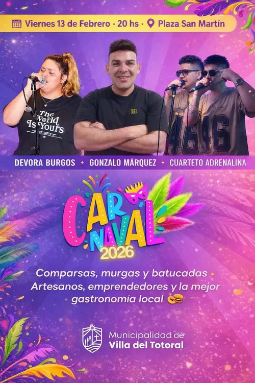 REGION OBJETIVO FOTO VILLA DEL TOTORAL CARNAVAL 2026 PROGRAMA