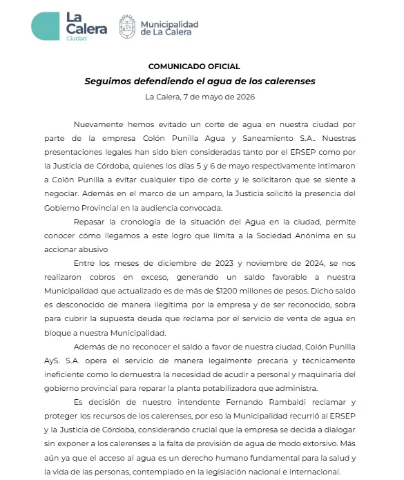 comunicado la calera