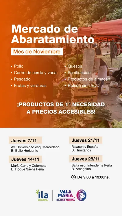 REGION OBJETIVO FOTO VILLA MARIA MERCADO ABARATAMIENTO NOVIEMBRE