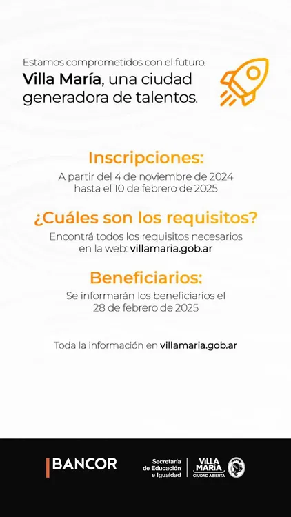 REGION OBJETIVO FOTO VILLA MARIA INSCRIPCION BECAS UNIVERSITARIAS