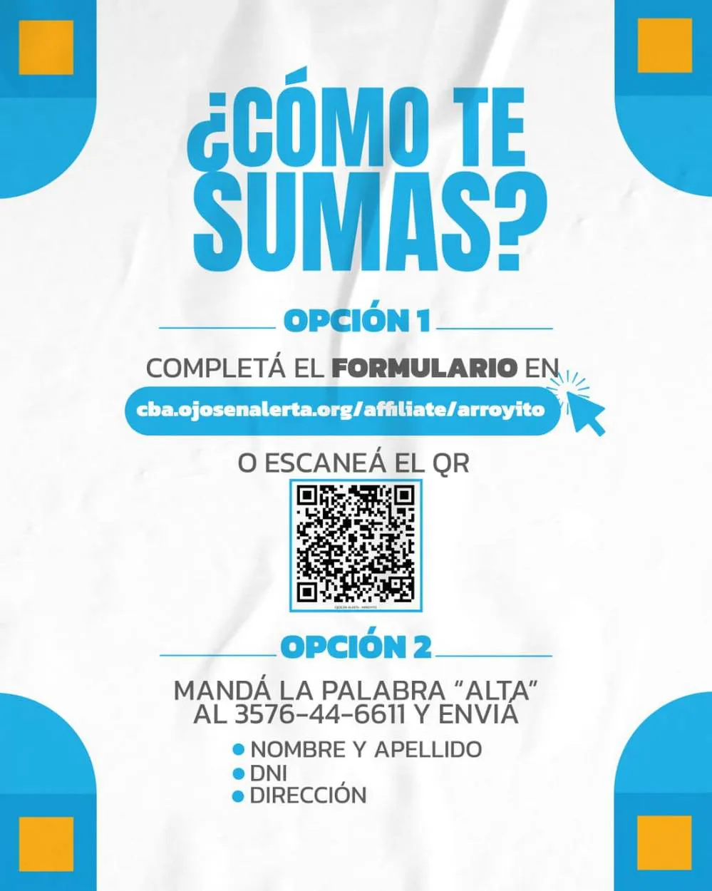 REGION OBJETIVO FOTO ARROYITO INSCRIPCION OJOS EN ALERTA