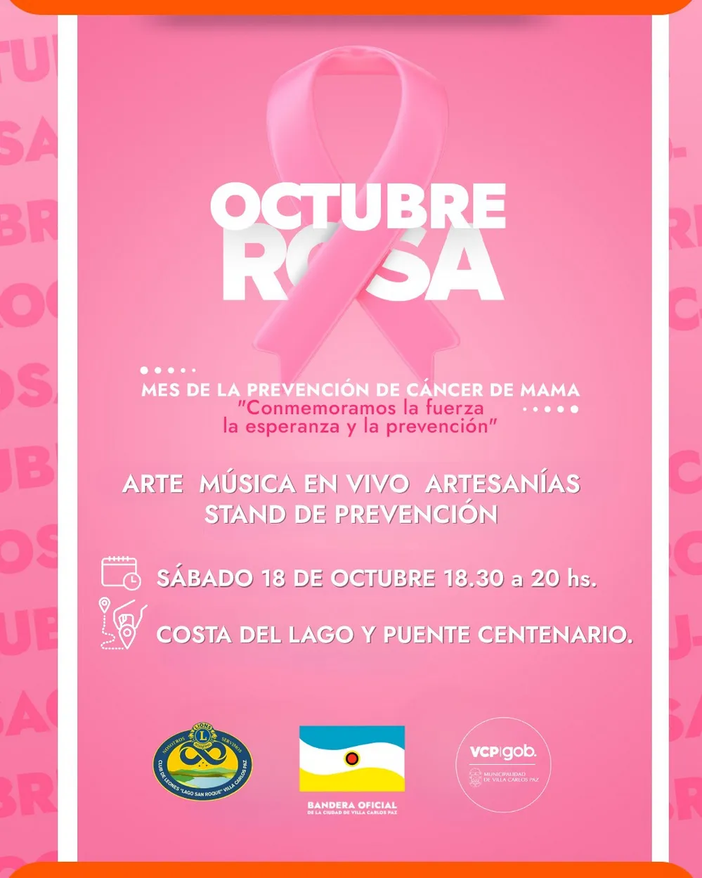 REGION OBJETIVO FOTO VILLA CARLOS PAZ OCTUBRE ROSA 2025 PUENTE CENTENARIO
