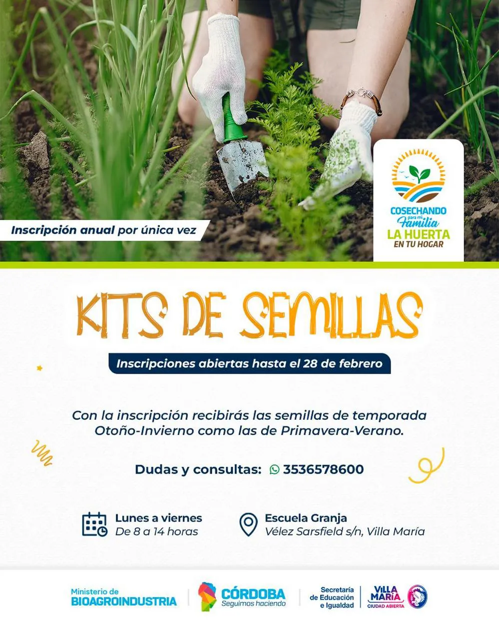 REGION OBJETIVO FOTO VILLA MARIA INSCRIPCION KITS DE SEMILLAS