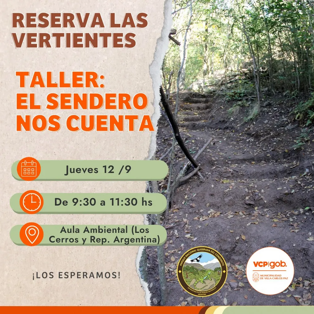 REGION OBJETIVO FOTO VILLA CARLOS PAZ TALLER VECINAL RESERVA LAS VERTIENTES FLYER
