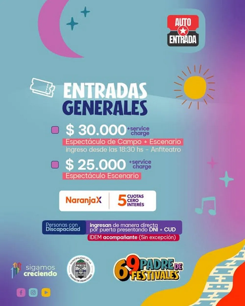 REGION OBJETIVO DEAN FUNES FESTIVAL PRECIOS